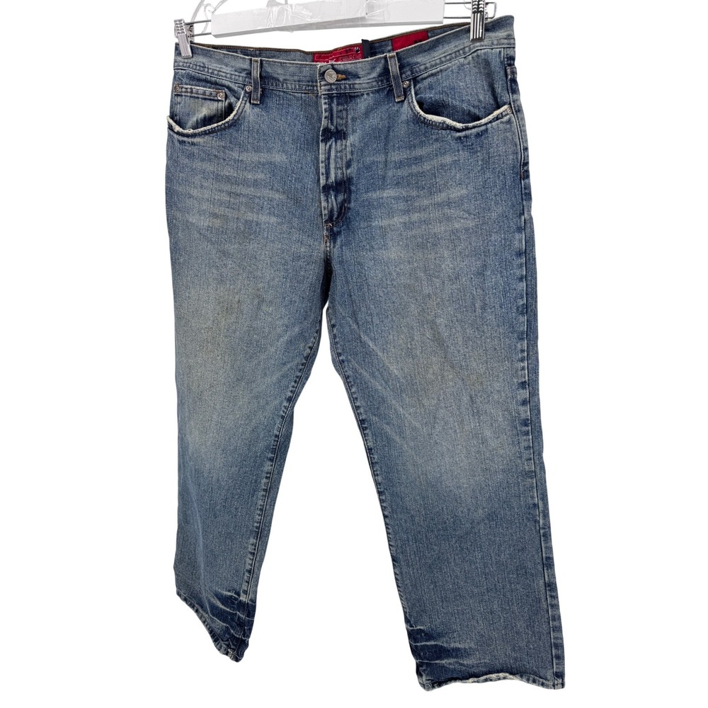 Quiksilver Men's Jeans Size 38 Y2K Blue Faded Denim Relaxed Fit Straight Leg‎